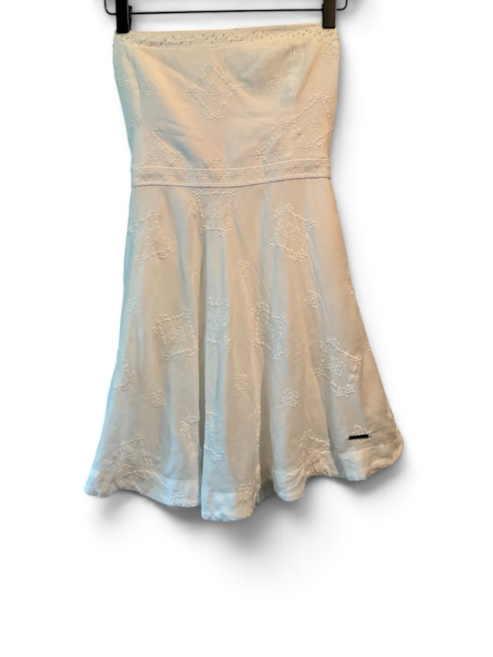 Abercrombie & Fitch Strapless White Embroidered A-Line Dress